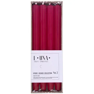 donau home Set Lange Stabkerzen 30 x Ø 2,5 cm rot