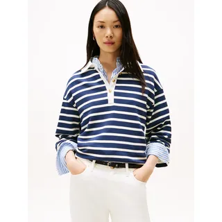 Tommy Hilfiger Gold Button Rugby Terry Sweatshirt Gestreift Beige XL