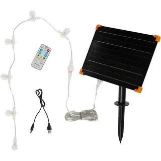 Lights4fun Solarpanel für 24V Dual LED Rentiere Weihnachtsfiguren Außen Solar Rentier Solar Weihnachtsfigur Außen USB Aufladbar mit Fernbedienung