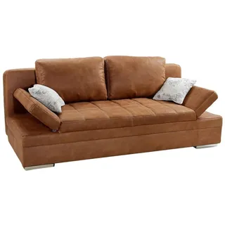 luma-home Schlafsofa mit Bettkasten, Wellenfederung, Armlehnen verstellbar B200/T100/H84 cm, Liegefl.148x200 cm, Antikleder-Optik Mikrofaser Braun Curry / 15117 , Textil , Füllung: Polyurethan (Pur) , einzeln stellbar,Rechteckig , 200x84x100 cm , Babymöbel & Kindermöbel, Kinderzimmer & Jugendzimmer, Schlafsofas