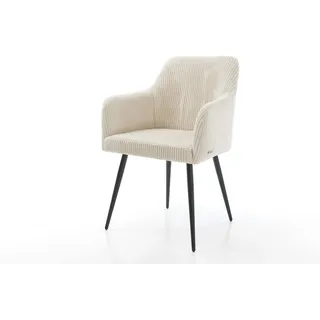 DELIFE Esszimmerstuhl Greg-Flex Cord Beige 4-Fuß konisch Schwarz Taschenfederkern - Beige