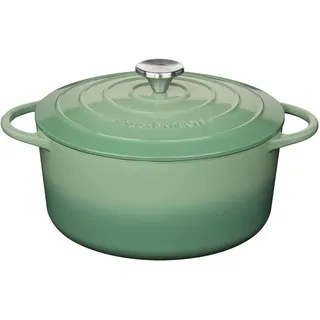 Küchenprofi Gusseisen Bräter mit Deckel rund, jade, 24 cm, Schmortopf, Auflaufform, Dutch Oven, Brotbacktopf, emailliert, für alle Herdarten (inkl. Induktion), zum Schmoren, Backen, Braten