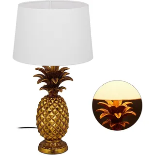 relaxdays Tischlampe Ananas gold - Gold