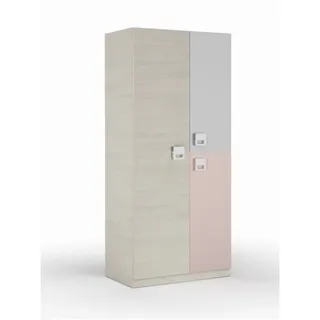 Usinestreet Kleiderschrank Nube 90 x 200 x 52 cm Grau/Rosa
