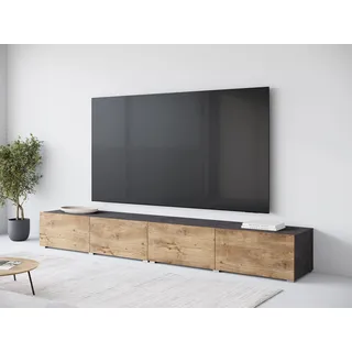 Lowboard OTTO HOME "Denver Erlebe die Weltmeisterschaft im XXL-Format", matera anthrazit, kastanie breslau, B:300cm H:39,9cm T:49cm, FSC-zertifizierter Holzwerkstoff, Sideboards, Lowboard, Elegantes TV-Möbel 300 cm, speziell für bis zu 98-Zoll Fernseher
