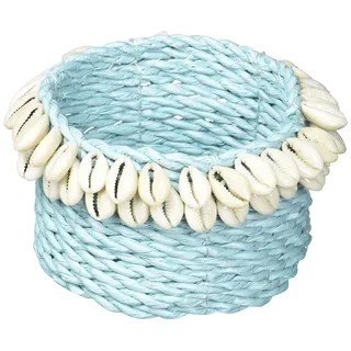 CALATHEA HOME Korb Seegras und Muscheln, Naturfasern, Hellblau, Nur