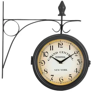 Stagecaptain BHU-4543 BK Bahnhofsuhr groß mit Wandhalterung Schwarz