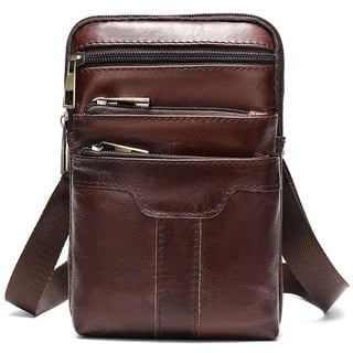 Moteen Schulter-Crossbody-Tasche aus Leder, vertikale Handy-Hüfttasche, 6,5 Herren-Reise-Umhängetasche, kleine Messenger-Gürtelclip-Holster-Brieftasche, Gürtelschlaufe