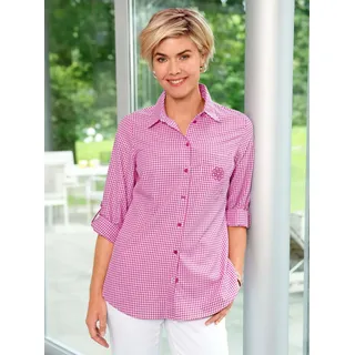 Classic Basics Longbluse, fuchsia, weiß, kariert
