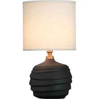 Fine Asianliving Chinesische Tischlampe Porzellan mit Lampenschirm E27 Orientalische Tischleuchte Keramik Nachttischlampen Schlafzimmer Wohnzimmer - Schwarz