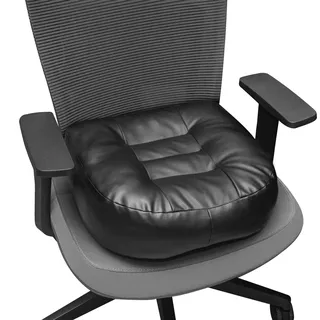 YOUFI Kunstleder Sitzkissen für Bürostuhl – Dicke Sitzerhöhung – volle Füllung für Unterstützung – mit atmungsaktivem Lederbezug, Griff und Schnalle – lindert Rückenschmerzen – (45 x 40 x 11 cm)