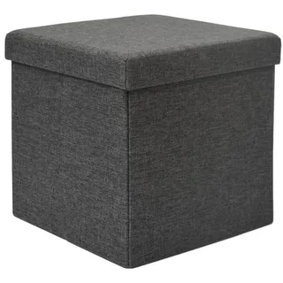 Dune Design DuneDesign Faltbarer Sitzhocker 38cm Fußhocker Polsterhocker mit ca 42L Stauraum Sitzwürfel Sitzkasten Ottomane Leinen Dunkelgrau