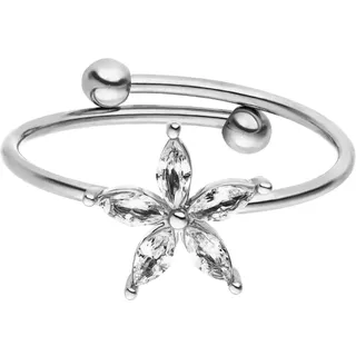 Purelei® Bright Spring Ring, Wasserfester Damenring aus langlebigem Edelstahl mit Blüte aus Zirkoniasteinen, Verstellbare Ringe von Größe 50 bis 60, Modeschmuck für deinen Look (56-60, Silber)