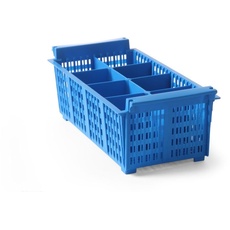 HENDI Besteckkorb, Spülmaschinenkorb, 8 Fächer mit Griffen, Polyethylen, 425x205x(H)150mm, blau