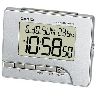 CASIO Quarzwecker »DQ-747-8EF« Wecker, Digitalwecker, Thermometer, Snooze,Geschenkidee, Schlafzimmer, silberfarben