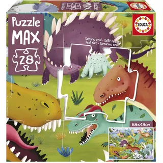 Educa - Kinderpuzzle Puzzle Max Dinosaurier | 28 Teile Puzzle XXL | Großteile Dino Kinderpuzzle | ab 3 Jahren (19954)