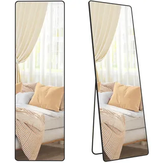 Boxxx Standspiegel , Schwarz , Metall, Glas , rechteckig , 50x160x33 cm , Facettenschliff, Ganzkörperspiegel , Garderobe, Garderobenspiegel