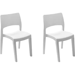 2er-Set Gartenstühle Zircone, Gartensitz, Für drinnen und draußen, Stapelbar,  Italy, 50x51 h82 cm, Weiß - Weiß