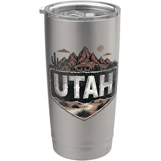 Retro Utah Landschaft Vintage Souvenir Doppelwandiger Edelstahl-Thermobecher