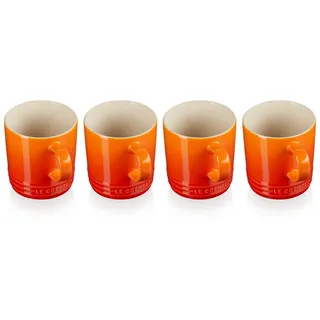 LE CREUSET 4er-Set Becher aus Steinzeug, je 350 ml, Ofenrot, 79113350900000