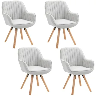 MEUBLE Cosy Esszimmerstühle Drehbar 4er Set Küchenstuhl Polsterstuhl Drehstuhl mit Armlehne Sessel Schminkstuhl aus Stoff Massivholzbeine für Esszimmer Wohnzimmer Arbeitszimmer, Beige