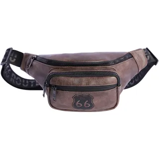 ROUTE 66 Herren Ruben Kunstleder – Elegante Gürteltasche 2 Vordertaschen, 3 Fächern Innentasche mit Reißverschluss, braun
