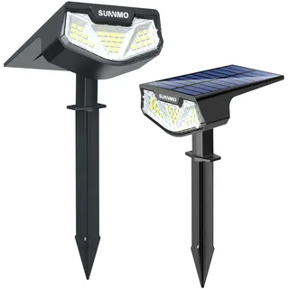 SUNNMO Solarlampen für Außen Garten, Solarstrahler für Außen sehr Hell 32 LED, Solarleuchten Garten Winterfest IP65 Wasserdicht, Gartenbeleuchtung Solar Gartenleuchten Strahler 6500K Kaltweiß, 2 Stück