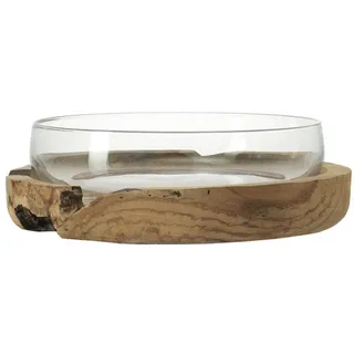Leonardo Dekoschale , Braun, Klar , Holz, Glas , rund , 39x12x39 cm , Dekoration, Dekoschalen