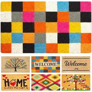 LUA VIKA Fußmatte Kokos - Quadrate - 40x70 cm - Fussmatte Aussen und Innen - Fussmatten Haustür - Türmatte Außen - Fußmatten - Kokosmatte Fußmatte