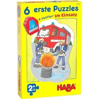 HABA 305236 - 6 erste Puzzles, Im Einsatz, Puzzles aus je vier Teilen mit Straßen-Motiven