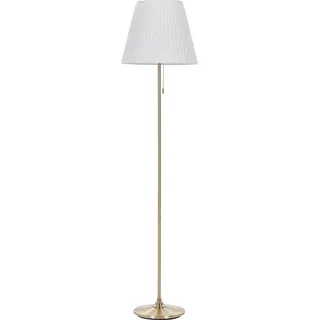 BELIANI Stehlampe Messingfarben Weiß Eisen Stoffschirm 148 cm Kegelform Empire Schirm mit Zugschalter Klassisch Stilvoll für Wohnzimmer Schlafzimmer Flur - Braun, Weiß