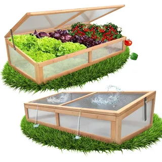 Coemo Frühbeetaufsatz 90 x 60 x 30 cm für Hochbeet Gewächshausaufsatz - Braun