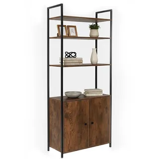 Relaxdays Bücherregal 60 x 24 x 159,5 cm Braun/Schwarz