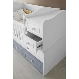 Modernes Montessori Babybett mit Schubladen und Stauraum Funktionales Design - Grau