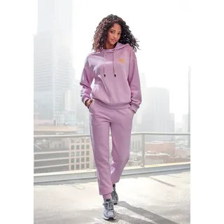 Kapuzenpullover BUFFALO, Damen, Gr. 44/46, pink, Sweatware, Obermaterial: 60% Baumwolle, 40% Polyester. Kapuzenfutter: 60% Baumwolle, 40% Polyester, bestickt, unifarben, bequem hüftlang, Rundhals, Rippbündchen, Pullover Kapuzenpullover, mit Kontraststickerei und seitliche Taschen