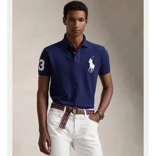 Polo Ralph Lauren für Herren. 710688969004 Mesh-Poloshirt Logo navy (L), Lässig, Baumwolle, Kurzarm, Marine