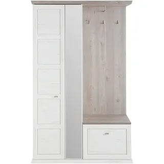 Hom`in Garderobe , Grau, Pinienfarben , Holzwerkstoff , 3-teilig , 123x196.7x38.5 cm , Garderobe, Garderoben-Sets & Garderoben-Serien, Garderoben-Sets