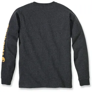 T-Shirt CARHARTT "Long Sleeve", Herren, Gr. S, grau (dunkelgrau, orange), Obermaterial: 60% Baumwolle CO. 40% Polyester PES., Shirts T-Shirt