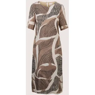 Midikleid MADELEINE "Kleid Kleid mit kurzen Ärmeln", Damen, Gr. 40, N-Gr, weiß (perlweiß, taupe, multicolor), Obermaterial: 100% Viskose CV., Modern, normal, Kleider Midikleid