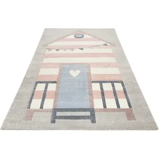 Esprit Kinderteppich »Sea Castle ESP-21072« rechteckig 13 mm Höhe Kurzflor, maritimes Dessin, Strandschloß, grau