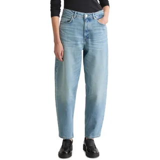 5-Pocket-Jeans MARC O'POLO, Damen, Gr. 32, Länge 32, medium blau, Denim/Jeans, Obermaterial: 79% Baumwolle, 20% Viskose, 1% Elasthan, relaxed fit knöchellang, Jeans 5-Pocket-Jeans, barrel cropped, hohe Leibhöhe