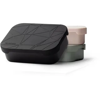 MAMEIDO Brotdose Edelstahl 1200 ml, mit flexiblem Trenner & Silikondeckel, Lunchbox Erwachsene, leichte Vesperbox Kinder, Brotbox Kinder mit Fächern (Rich Black)