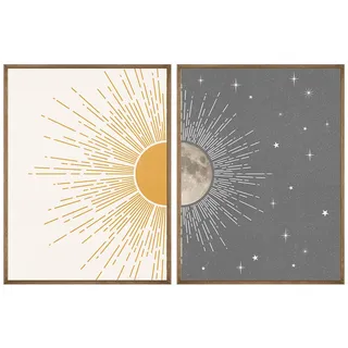 ARTIVO Sun Moon Boho-Wanddekoration, 2er-Set, 30,5 x 40,6 cm, himmlische Poster, Mitte des Jahrhunderts, moderne Drucke für Wandkunst, Wanddekoration für Schlafzimmer