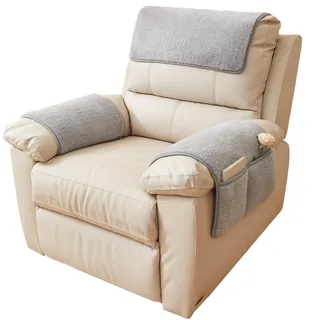 QSZTJJ Sesselschoner mit Taschen Für Relaxsessel Mit Armlehnen, rutschfeste Armlehnenbezüge für Sessel und Sofa – Universell für Relax- und Fernsehsessel