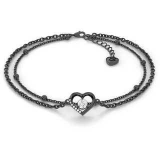 SERASAR Fußband Damen Schwarz 925 Sterling Silber 18 Karat Gold Schmuck Frauen Kette Mädchen Fusskettchen Schmuckbox Geschenke für Hochzeitstag Silberhochzeit