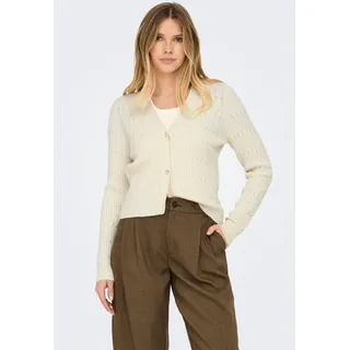 Strickjacke ONLY "ONLKATIA LS CABLE V-NECK CARDIGAN CC KNT", Damen, Gr. XL, grau (weißcap gray detail:melange), Strick, Obermaterial: 50% Viskose, 27% Nylon, 23% Polyester, meliert, figurbetont normal, V-Ausschnitt, Rippbündchen, Strickjacken Strickjacke