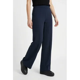 Jogger Pants COMMA, Damen, Gr. 40, N-Gr, navy, Web, Obermaterial: 97% Polyester, 3% Elasthan, unifarben, regular fit lang, Hosen Jogger Pants, mit weitem Bein, Sommerhose