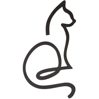 Katzen-Silhouette zum Aufhängen: Deko Katzenfigur, Dekokatze Holz, Holzfigur Innen, Katzendeko, Wanddeko Figur One Line Design, Türkranz Schild Katze, Geschenk Katzenliebhaber, Schwarz, 29 x 16,5 cm