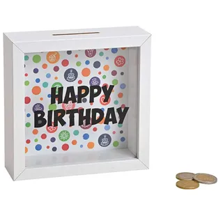 Wurm Spardose Happy Birthday aus Holz, weiß