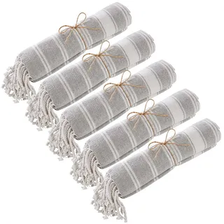 Butlers Hamamtuch (5er Set) Surfside , Hellgrau , Textil , 90x170 cm , Heimtextilien, Badtextilien, Saunatücher